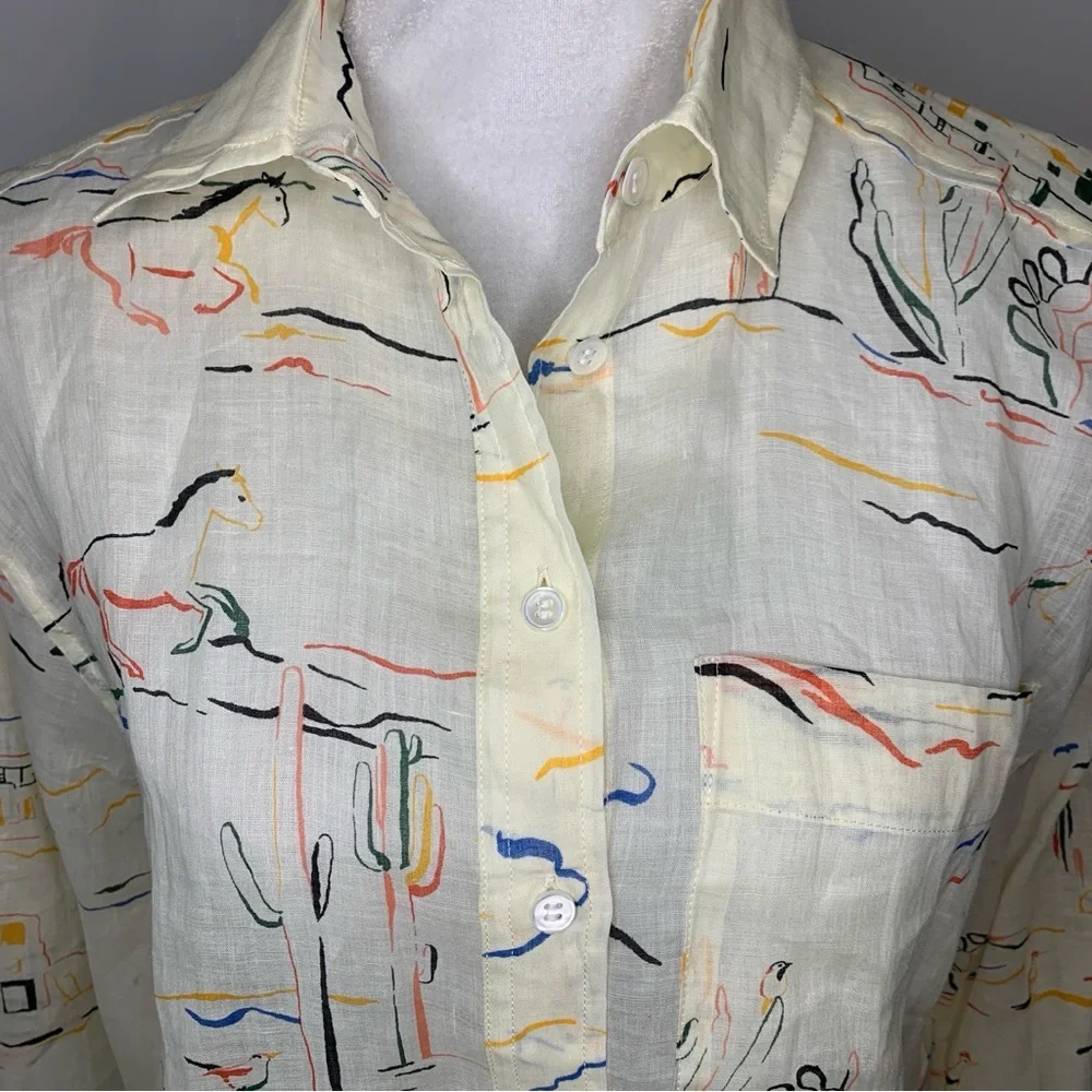 Banana Republic Boxy Cropped Ramie Shirt Size XS - Picture 5 of 10